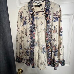 Lola Floral Cream and Blue Blouse